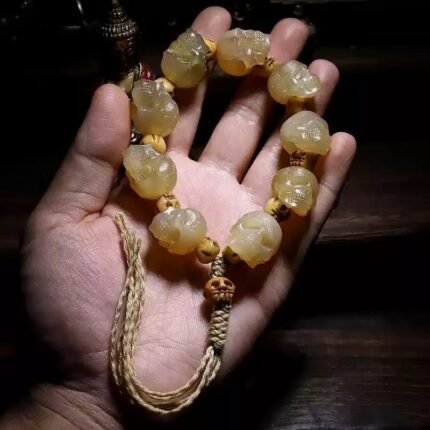 Kailash Natural goat horn Buddhist beads bracelet