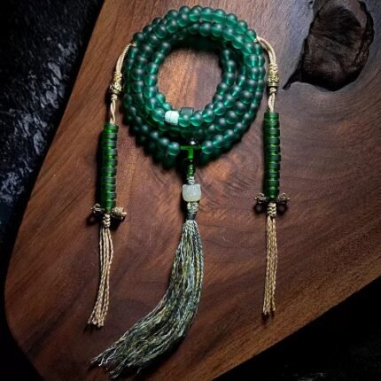 Kailash Soul Original Green Tara Glass Buddha Beads Bracelet 108 Beads Necklace Practice Beads Female Hetian Jade Bracelet