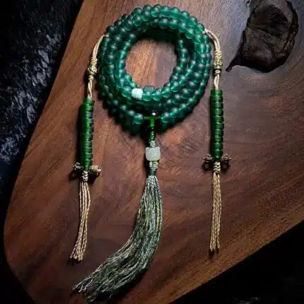 Kailash Soul Original Green Tara Glass Buddha Beads Bracelet 108 Beads Necklace Practice Beads Female Hetian Jade Bracelet