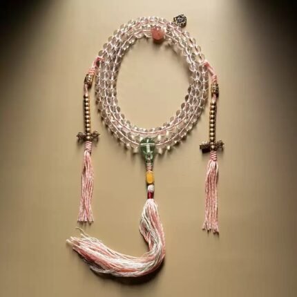 Kailash Natural Energy White Crystal Lady Buddha Beads Bracelet 108 pieces