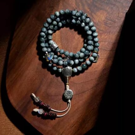 Kailash Natural Crystal Hawk’s Eye Bracelet Mala 108 pieces