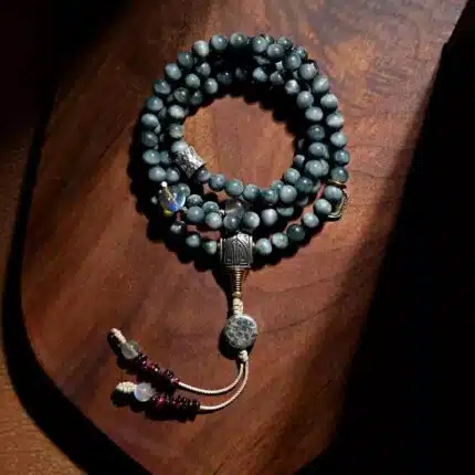 Kailash Natural Crystal Hawk’s Eye Bracelet Mala 108 pieces