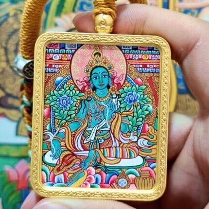 Kailash Soul Hand-Painted Green Tara & White Tara Tibetan Thangka