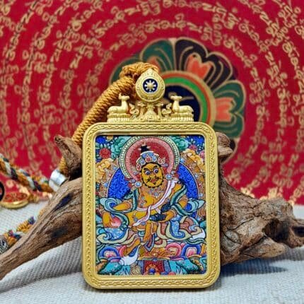 Kailash Soul Hand-Painted Tibetan Yellow Jambhala Tara Thangka – Deity of Wealth, Prosperity & Generosity