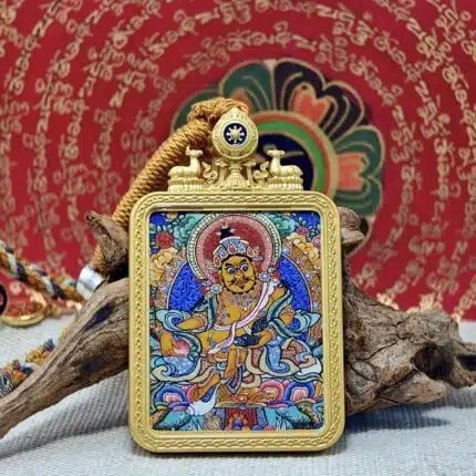 Kailash Soul Hand-Painted Tibetan Yellow Jambhala Tara Thangka – Deity of Wealth, Prosperity & Generosity