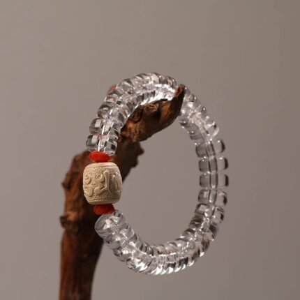 Kailash Natural Crystal Tablet Bead Mammoth Tooth Bracelet