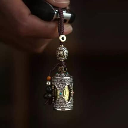 Kailash Mantra Wheel Keychain — Sacred Motion in Your Palm