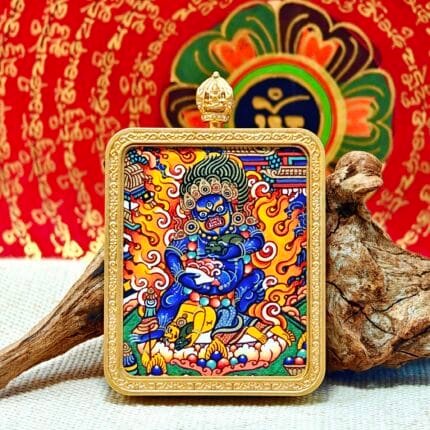 Hand-Painted Tibetan Black Jambhala Thangka – Fierce Protector of Wealth & Karmic Power