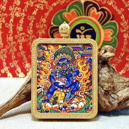 Hand-Painted Tibetan Black Jambhala Thangka – Fierce Protector of Wealth & Karmic Power