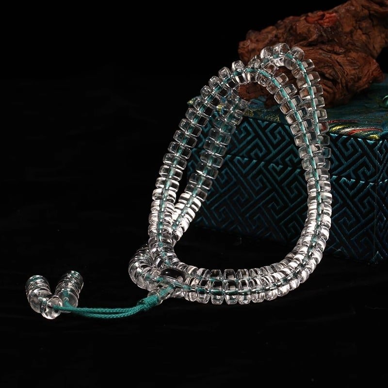 O1CN01Pm7m1Q2FnFMtC1uqs_1590028924-2.jpg Kailash 108 Natural Energy White Crystal Tablet Wheel Beads - Image 1