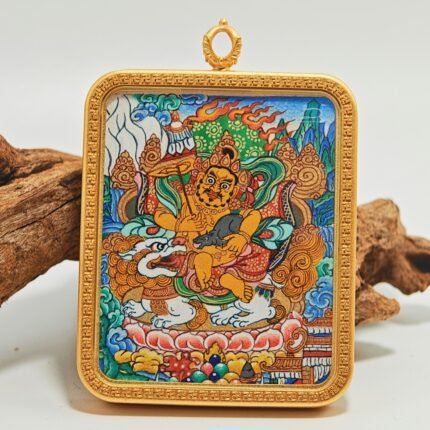 Hand-Painted Tibetan Vaishravana Thangka – King of Treasure & Guardian of Wealth