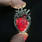 Handmade Wire Wrapped Garnet Heart Pendant – Gothic Red Crystal Necklace, Unique Statement Jewelry