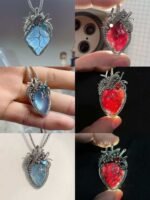 Handmade Wire Wrapped Garnet Heart Pendant – Gothic Red Crystal Necklace, Unique Statement Jewelry - Image 7