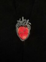 Handmade Wire Wrapped Garnet Heart Pendant – Gothic Red Crystal Necklace, Unique Statement Jewelry - Image 2